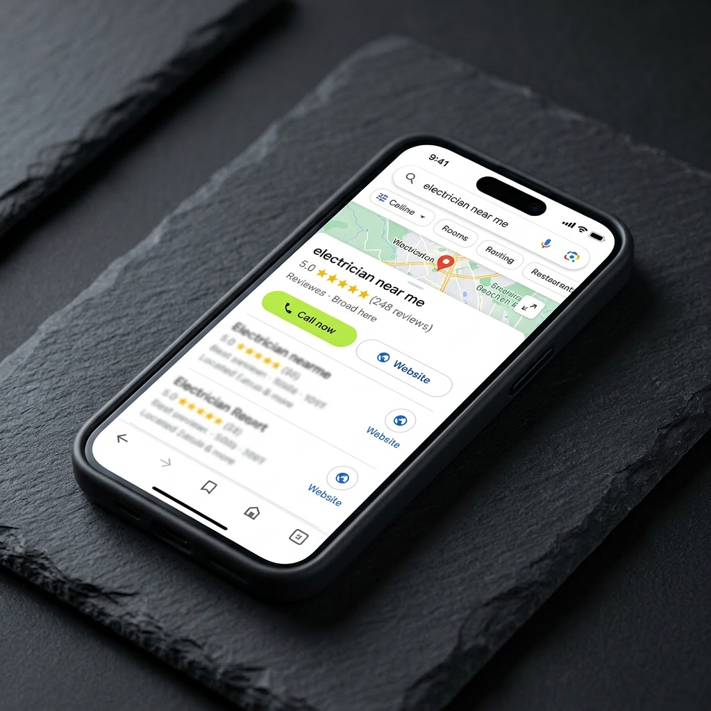 Google map pack showing trade business ranked at position one — Furious Digital local SEO for UK tradespeople
